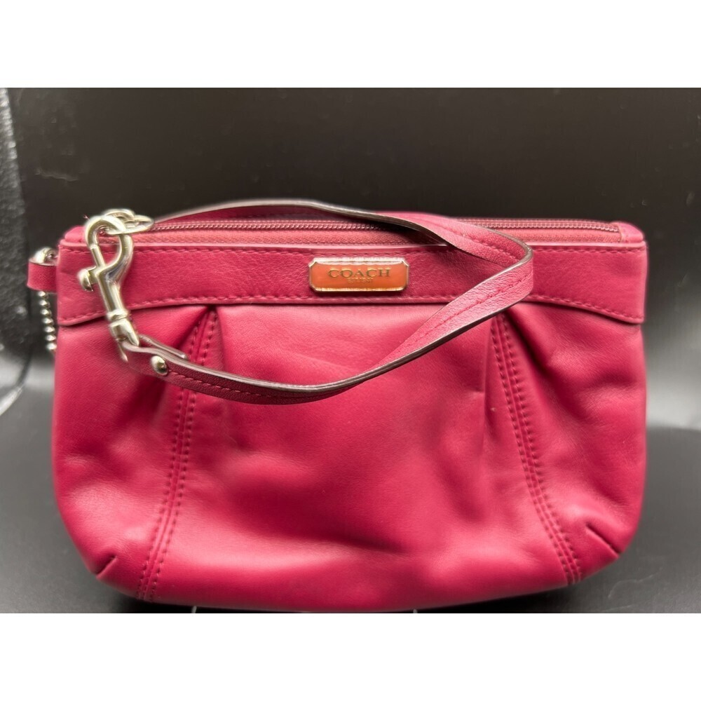 Coach Deep Berry Leather Wristlet